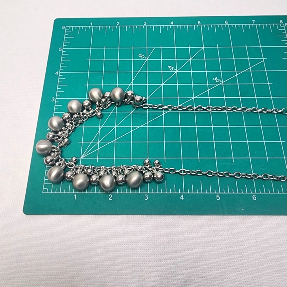 Lia Sophia Brushed and Shiney Silver Bead Necklace - Picture 12 of 12